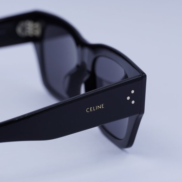 Celine CL40297U 01A Sunglasses Black Square Frame, Smoke Lenses - Picture 8 of 9